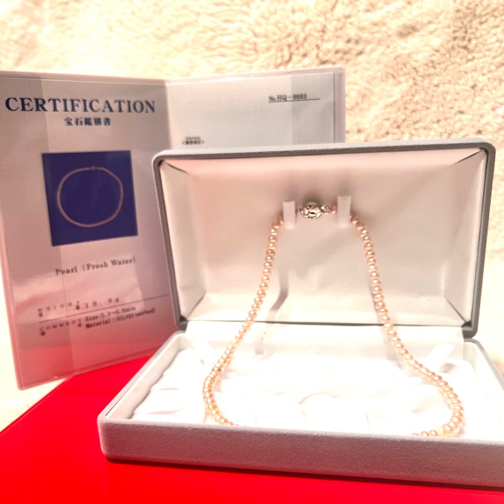 Authentic Pink Fresh water Pearl with Certification